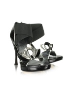 Black Patent Leather Evening Sandal Shoes