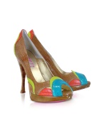 Loriblu Multicolor Stamped Leather Pump Shoes