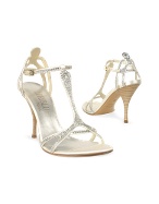 Swarovsky Crystal Ivory T-strap Sandal Evening Shoes