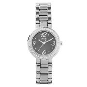 LADIES BLACK FACE DIAMONTE WATCH