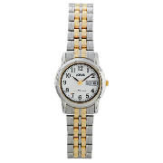 LADIES TWO TONE EASY READ BRACELET WATCH