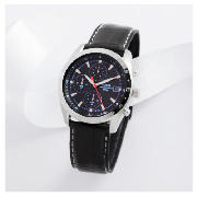 Lorus mens black dial strap chrono 100m