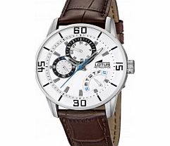 Lotus Mens White and Brown Multifunction Watch