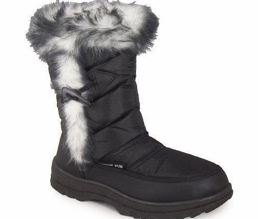 Loud Look WOMENS LADIES BLACK SNOW MOON WINTER WARM FUR WATERPROOF SOLES BOOTS 7 UK