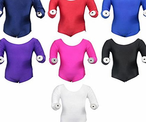 Louise23 Girls Long Sleeve School Wear School Uniform Dance Ballet Leotard Gymnastics Sports Top Royal 7-8years