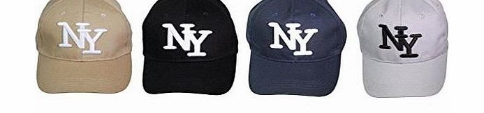 MENS BOYS ONE SIZE VELCRO BACK ADJUSTABLE BASEBALL CAP HAT NY NEW YORK LOGO Red