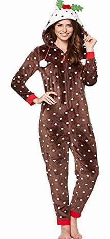 Womens Brown Christmas Pudding Onesie 18