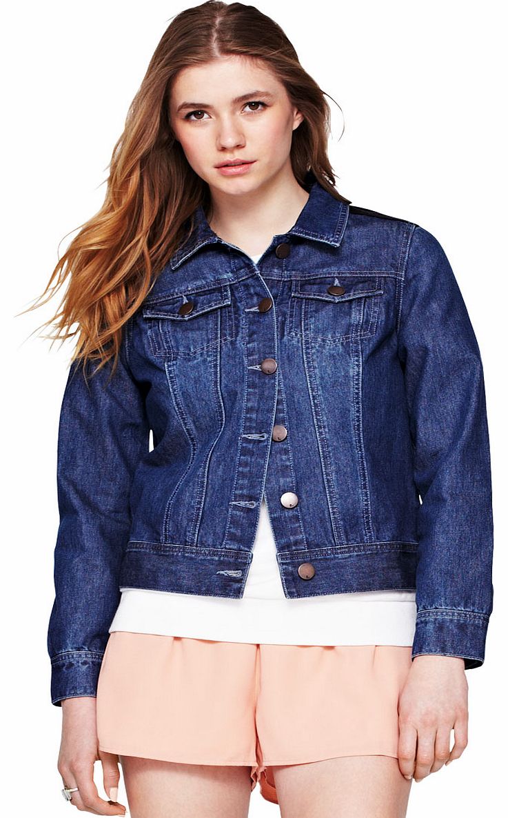 Embroidered Pu Panel Denim Jacket