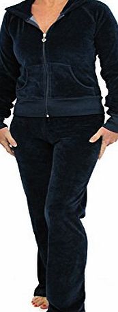 Love Lola Womens Velour Tracksuits Ladies Full Luxury Lounge Suits Hoodys Joggers Heart Designer Inspired ( 10 / Small, Black )