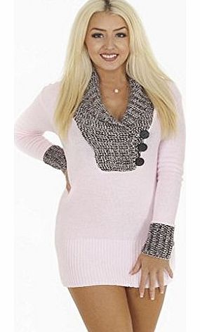 Love My Fashions Womens Ladies Full Length Long Sleeve V Neck 3 Button Jumper Dress - Size S M L XL XXL XXXL 8 10 12 14 16 18