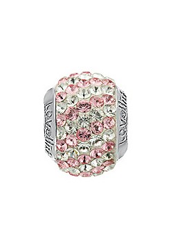 Silver Rose Crystal Stripes Ball Charm