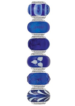 Silver Set of 6 Deep Blue Sea Murano