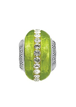 Silver Sparkling Peridot Murano Glass