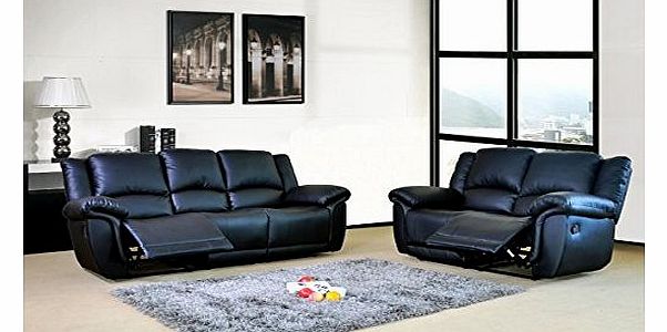 Lovesofas Kent 3 2 Leather Recliner Sofa Suite in Black