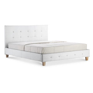 Diamante 5FT Kingsize Leather Bedstead - White