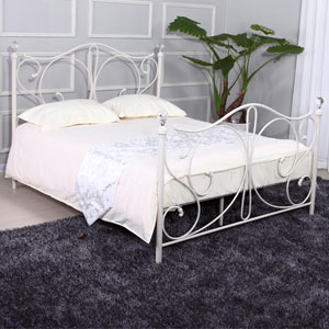 LPD Florence 5FT Kingsize Metal Bedstead - White