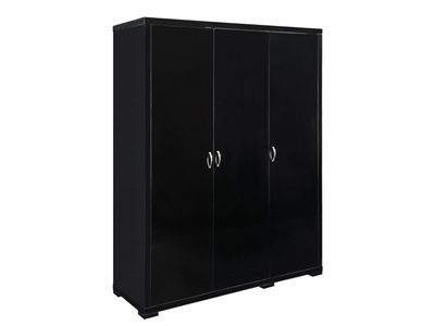 Luna 3 Door Wardrobe (Black) Small Single