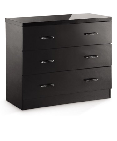 LPD Furniture Novello 3 Drawer Chest - Black