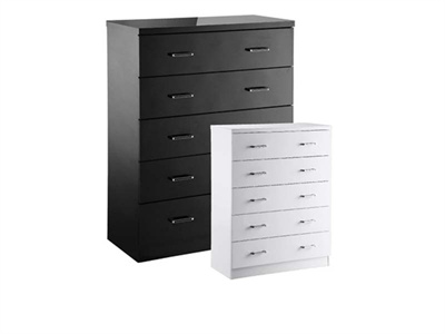 LPD Furniture Novello 5 Drawer Chest Small Single (2