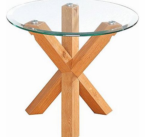 Oporto Lamp Table, In Oak & Clear Glass