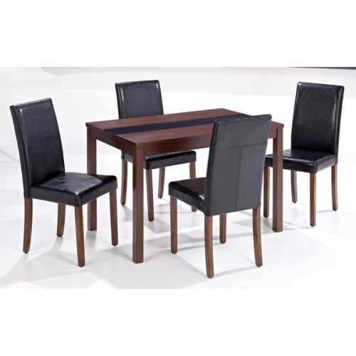 LPD Ashleigh Medium Walnut Dining Set with Black