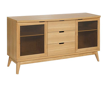 LPD Limited Portofino Solid Oak Glazed 2 Door Sideboard