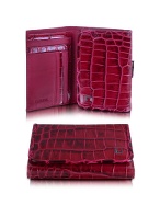 Divya - Raspberry Croco Stamped Leather French