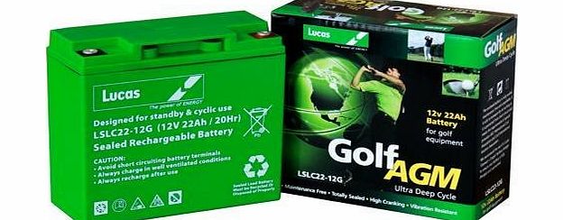 Lucas Lawn Mower Battery 12V 22AH (Replaces F19-12B) Lucas LSLC 22-12 AGM/GEL Battery