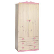 Hearts 2 Door 3 Drawer Wardrobe, White Wash