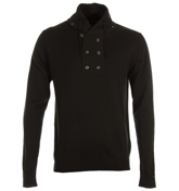 LUKE Strutt Black Shawl Neck Sweater