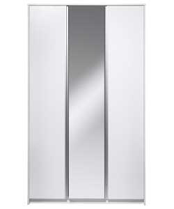 3 Door Mirrored Wardrobe - White