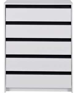 Luxor Kids 5 Drawer Chest - White and Black