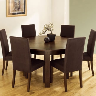 Walnut Circular Dining Table and Optional 6