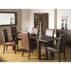 Lyon Walnut Extendable Dining Table & 6 Grand