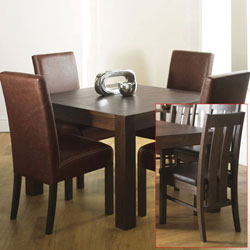 Lyon Walnut Small Dining Table & 4 Slatted Back