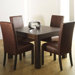 Lyon Walnut Square Dining Table & 4 Grand