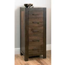 Lyon Walnut Tall 5 Drawer Chest