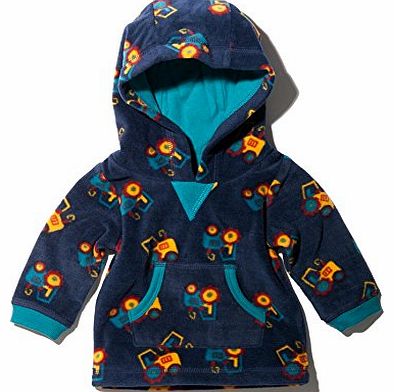 M&Co Baby Boy Tractor Print Fleece Hooded Jumper Navy 6/9 Mnths