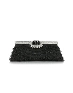 Black Beaded Evening Clutch w/Chain Strap