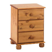 Madison 3 Drawer Bedside Table, Antique Pine