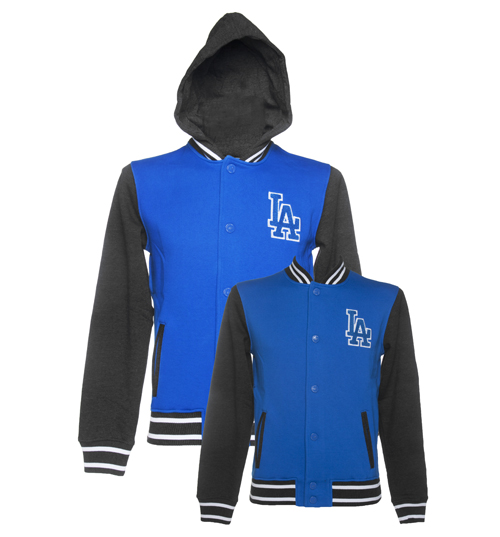 Mens Blue MLB Varsity LA Dodgers Hooded