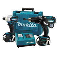 Makita LXT202 18v Cordless Combi Hammer Drill and Impact Driver   2 Lithium Ion Batteries 3Ah