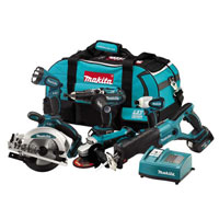 Makita LXT600 18v Cordless 6 Piece Combi Hammer Drill Kit   3 Lithium Ion Batteries 3Ah