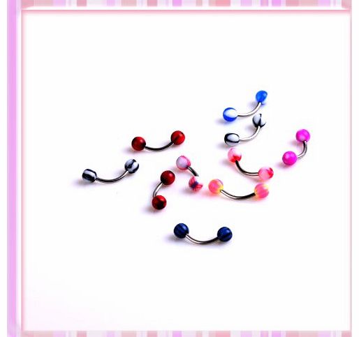 MAKS 10 Assorted stud bars Ball Eyebrow Bar - 16GA 8 x 1.2MM Body Jewellery - Body Bars