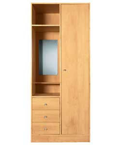 1 Door 3 Drawer Combi Wardrobe - Beech