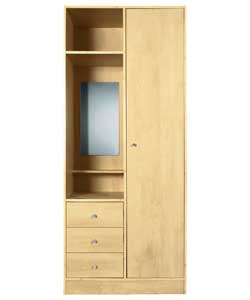 1 Door 3 Drawer Combi Wardrobe - Maple