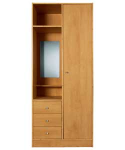 1 Door 3 Drawer Combi Wardrobe - Pine