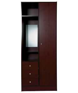 1 Door 3 Drawer Combi Wardrobe - Wenge