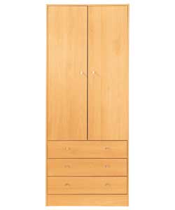 Malibu 2 Door 3 Drawer Wardrobe - Beech Effect