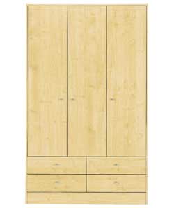 Malibu 3 Door 4 Drawer Wardrobe - Maple